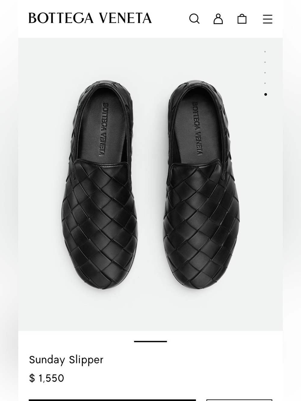 Bottega Veneta Black Sunday Slipper, 37